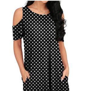 Amazon Polka Dot Cold Shouder Dress Size SMALL
